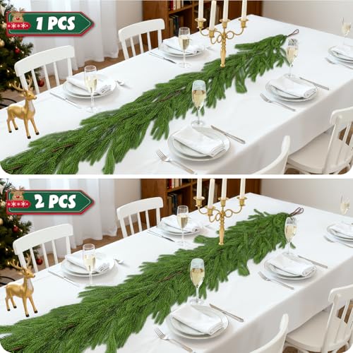 2Pcs 6 ft Norfolk Pine Garland for Mantel & Holiday Decor - VICAMB 6FT / 2