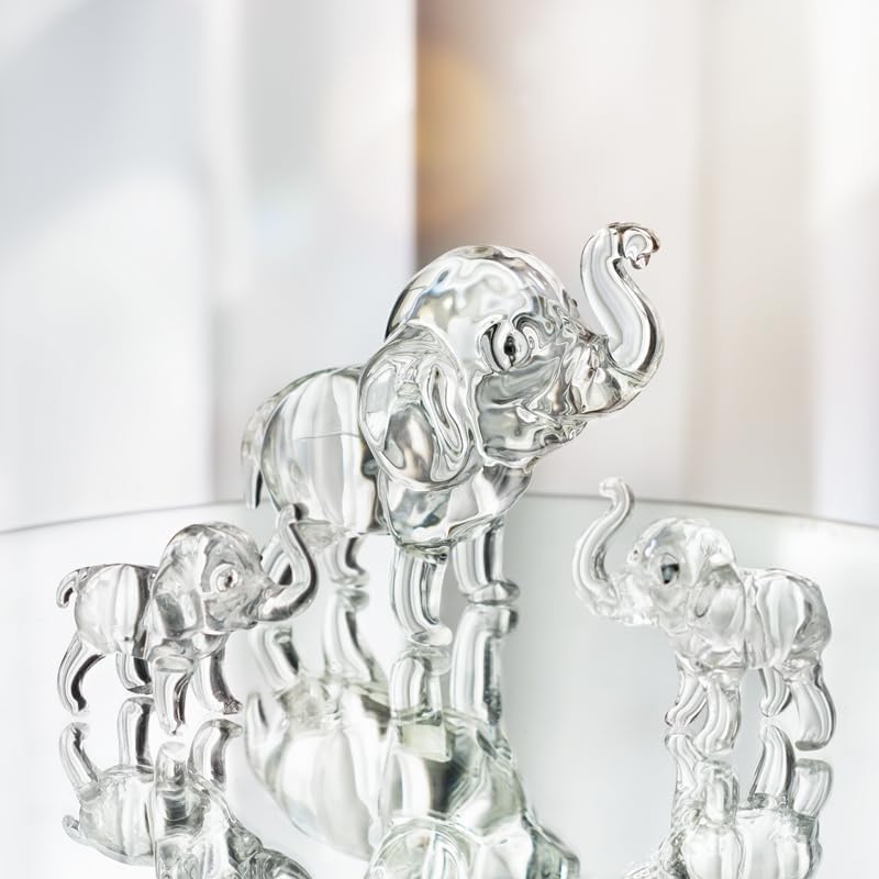 Regine Switzerland Set of 3 Crystal Elephant Figurines | Elegant Glass Collectibles for Home Decor