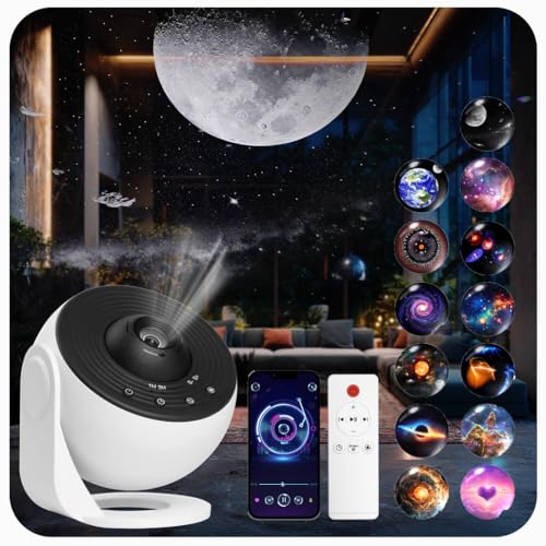 Galaxy Star Projector with 13 HD Film Discs, White Noise & Bluetooth