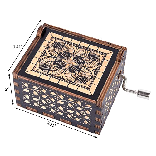 Engraved Wooden Hand Crank Music Box - Can't Help Falling in Love