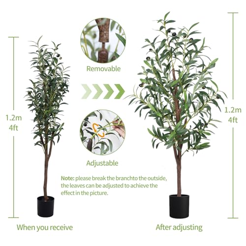 4FT Artificial Olive Tree - Realistic Faux Silk Plant for Home & Office Decor