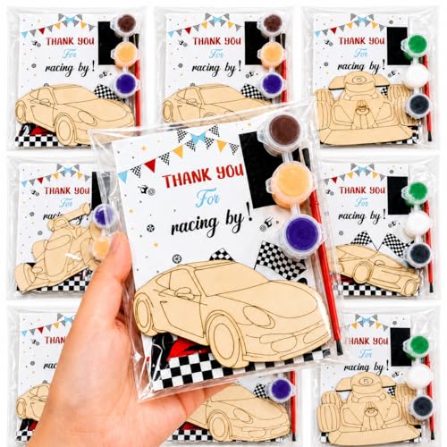 24-Set Wooden Race Car Painting Craft Kit for Kids Birthday Party Favors