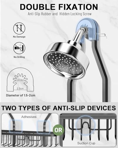 Hanging Aluminum Shower Caddy Over The Showerhead Organizer Black