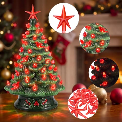Riakrum 186 Pcs Ceramic Christmas Tree Replacement Lights Set - Red, Stylish