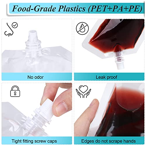 24 Pcs 8oz Concealable Drink Pouches, Leak-Proof Reusable Plastic Flasks