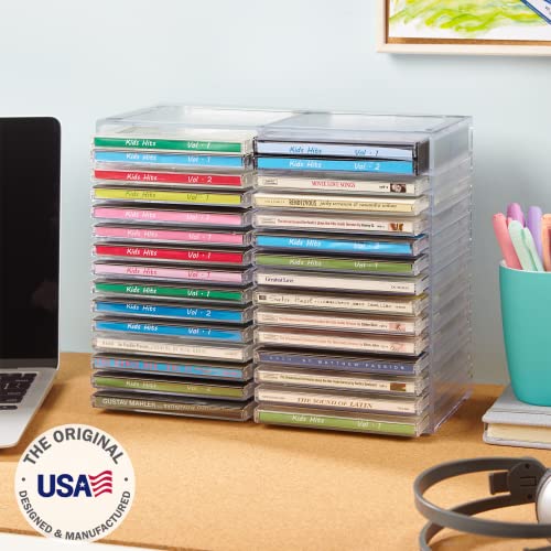 Stackable Clear Plastic CD Organizer Tray - Holds Up to 30 Jewel Cases