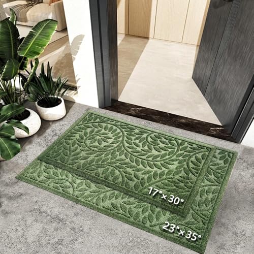 Heavy Duty Front Door Mat, Non-Slip Natural Rubber Entrance Rug, 17"x30"