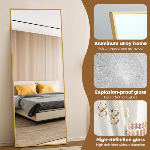Full Length Floor Mirror with Stand – Shatter-Proof Leaning & Wall Mirror