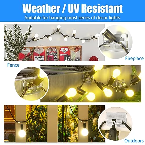 Keviyi Outdoor String Light Hooks 26PCS Clear Adhesive Clips