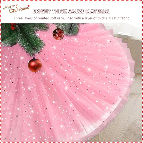 FIABC Christmas Wedding Tree Skirt,45 inch 4-Layer Fluffy Romantic