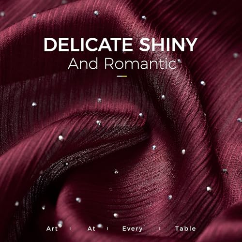 Leetaltree Burgundy Dazzle Table Runner with Hot-Fix Rhinestones, 10ft Gift Set for Wedding & Holiday Decor