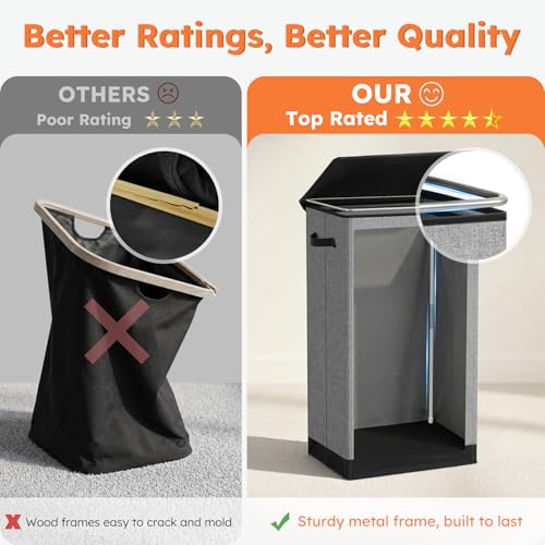 100L Collapsible Laundry Hamper with Lid and Removable Mesh Inner Bag