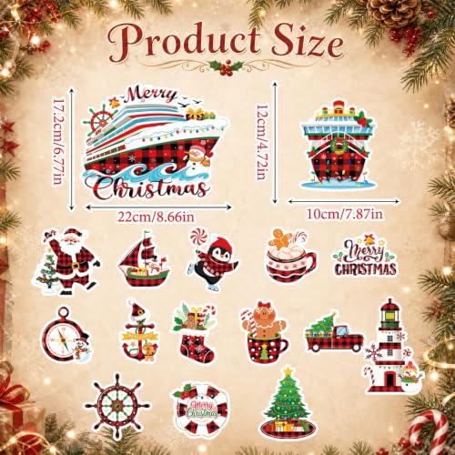 Dazoratix Christmas Cruise Door Magnets Set of 16 - Holiday Nautical Decorations B-16