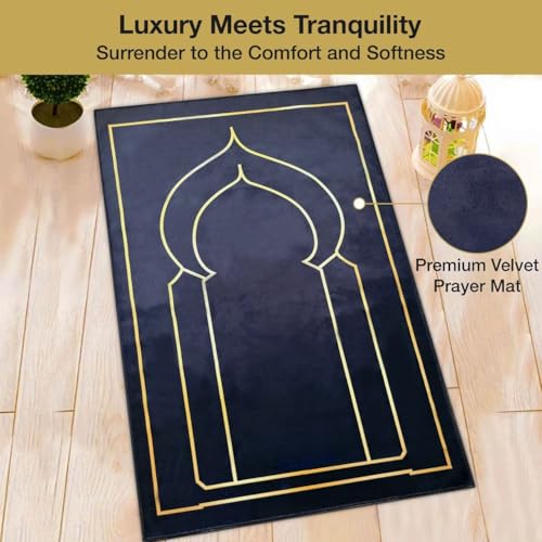 Luxury Velvet Prayer Mat Set - Foldable Sajadah with Dua Booklet & Gift Box