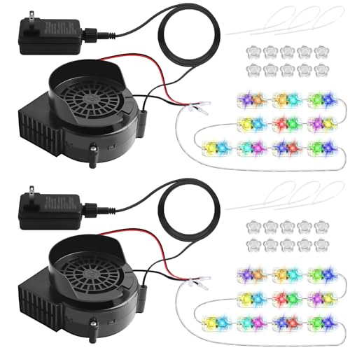 Kalolary 2 Set 12V/3A Inflatables Air Blower Replacement with 2.5A Output & 39ft LED Lights