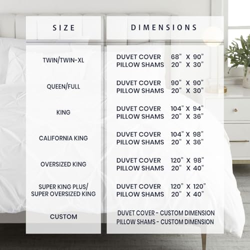 Queen Size Pinch Pleated Duvet Cover - 100% Egyptian Cotton, 600 Thread Count, Zipper Closure, 90" x 90" (White)