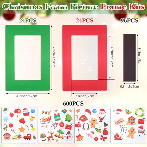 Eersida 744 Pcs Christmas DIY Picture Frame Craft Kit with Foam Photo Frames & Magnetic Strips