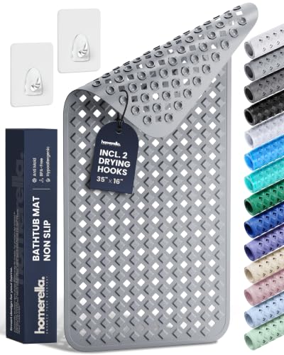 Homerella Extra Long Non-Slip Bathtub Mat 35x16 Anti-Mold