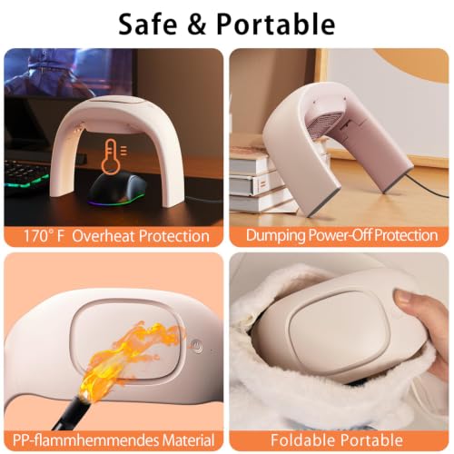 Desktop Space Heater and Hand Warmer with Thermostat Beige
