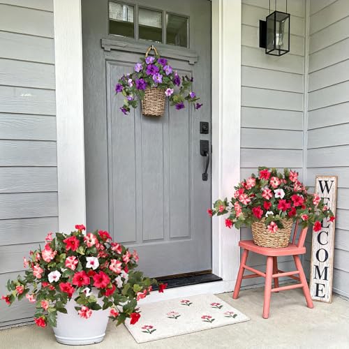 2PCS Lifelike Artificial Petunia Flowers - UV Resistant Faux Silk for Outdoor Decor