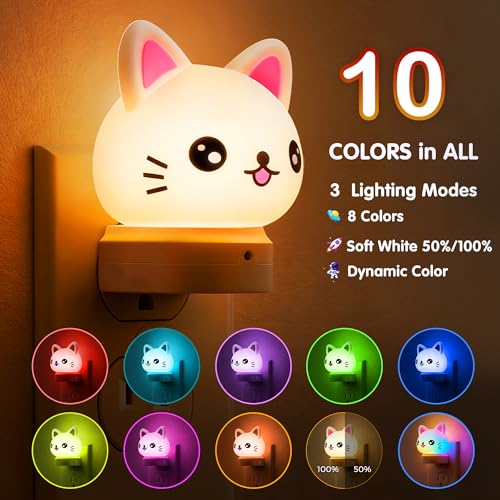 3D Cat LED Night Light with Dusk to Dawn Sensor and Color Changing Modes
