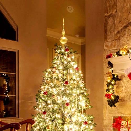 12-Inch Mercury Glass Christmas Tree Topper - Vintage Gold Finial Ornament