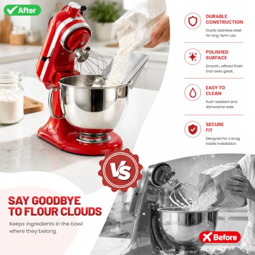 Stainless Steel Stand Mixer Pouring Chute Attachment for Metal Bowls