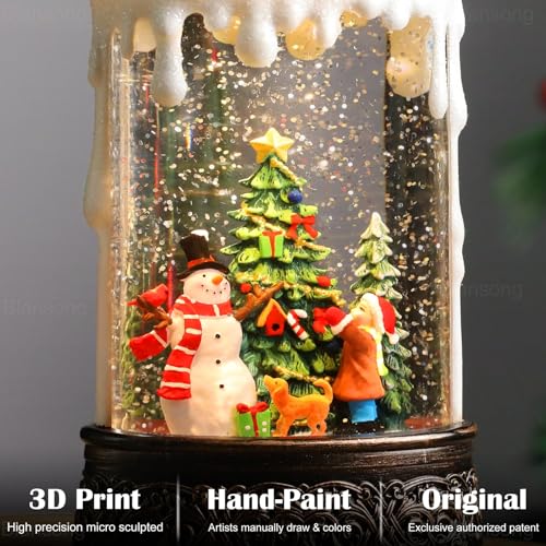 Musical Christmas Snow Globe Candle Lantern with 6H Timer & USB Power