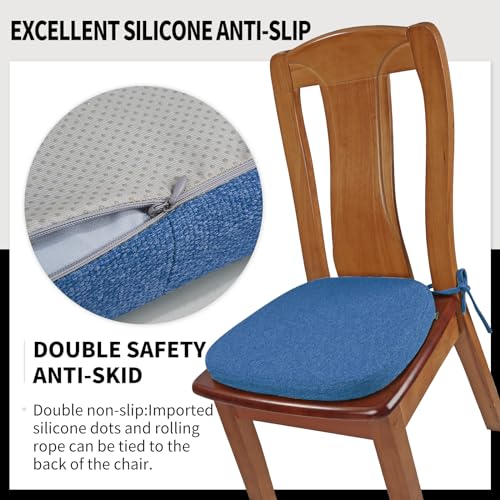 U-Shape Memory Foam Dining Chair Cushion - 16-Inch Non-Slip Seat Pad, Blue
