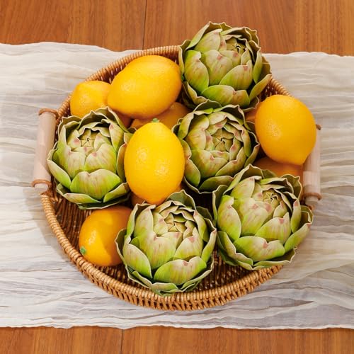 6-Piece Artificial Artichoke Set - Realistic Faux Vegetable Home Decor