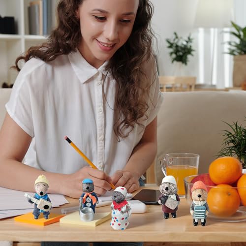 5-Piece Resin Otter Musician Figurines Set for Tabletop Holiday Decor