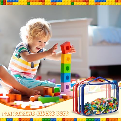 6-Pack Clear Toy Storage Bags with Handles, Waterproof PVC Organizer