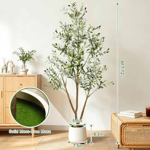 6FT Artificial Olive Tree with Warm Lights and Planter