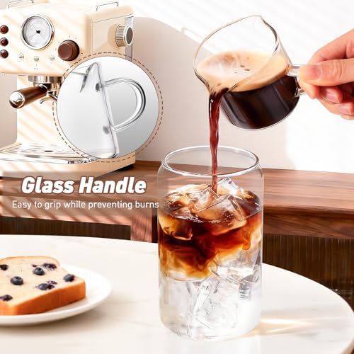 4oz Glass Espresso Cups Set of 2 with Handle and Spout