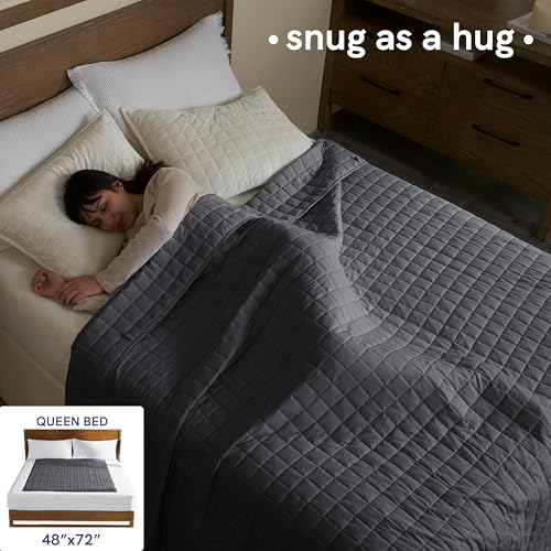 YnM 15lbs Weighted Blanket for Adults - 48x72 Cooling Glass Beads (Dark Grey)