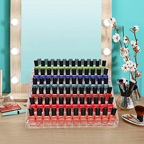 BTremary 6-Tier Acrylic Nail Polish Organizer Rack Stand Holds 48-96 Bottles