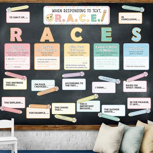 37-Piece Pastel Checkerboard RACES Writing Strategy Bulletin Board Set