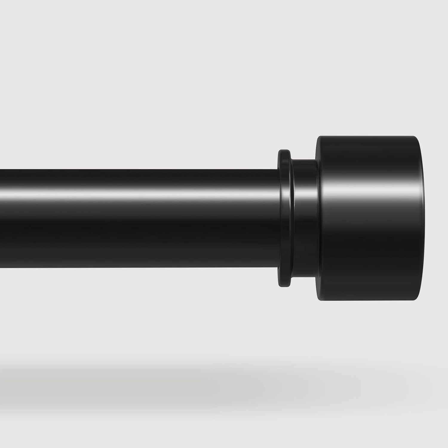 VOIIY Heavy Duty Curtain Rods - Adjustable 66 to 120 Inch, Black 1'' Diameter with Modern End Caps