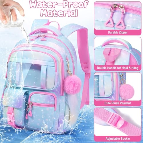 3-Piece Girls Galaxy School Backpack Set with Lunch Box & Pencil Case