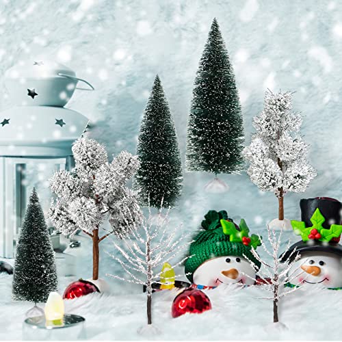 Sumind 12 Pcs Mini Christmas Village Snow Trees – Vivid Style