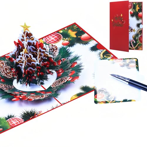 Steelhill Pinecones Card Pop Up Christmas Cards with Envelope – Merry Xmas Gift for Mom Wife Boyfriend (Pinecones Card)