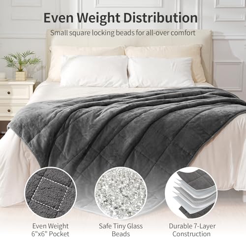 Weighted Blanket for Adults 15 lbs Queen Size 60x80 Plush Sherpa Throw