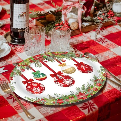 Christmas Party Plates 25 Pack 10x12 Inch Heavy Duty Disposable Oval Dinnerware