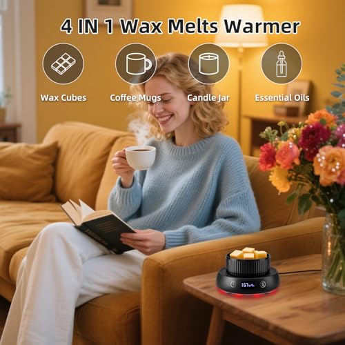 Bsigo Wax Cubes Dish with Black Warmer - 4-in-1 Candle & Coffee Mug Warmer