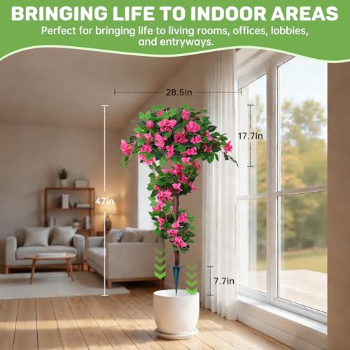 4FT Artificial Bougainvillea Topiary Ball Set - 2 Pack UV Resistant Faux Tree