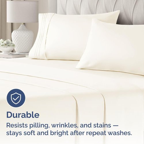 King Standard Pillow Cases - Soft Hotel Quality, Fade-Free & Wrinkle Resistant - 2 Piece Set in Off White