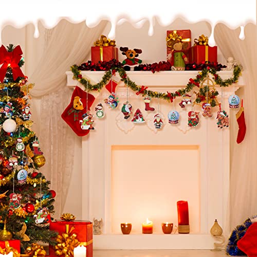 Marsui 24 Pcs Christmas Wooden Ornaments Farmhouse Holiday Decor