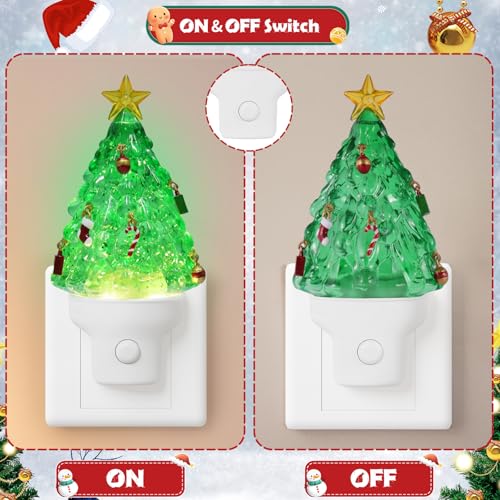 Xanqinluma Christmas Tree Night Light 1 Pack Wall Plug & USB Decor for Bedroom Living Room