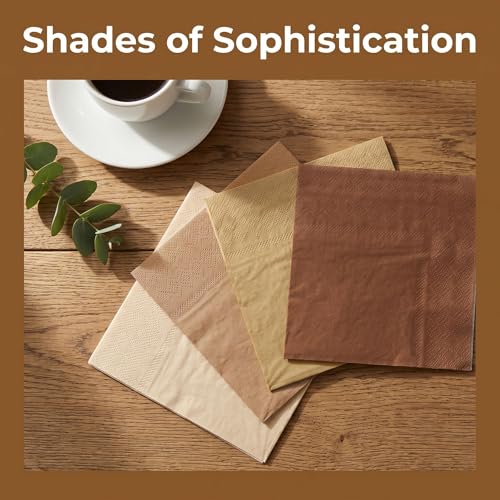 COSINIA Gradient Brown Cocktail Napkins 120 Pcs - 2-Ply Disposable Party Paper