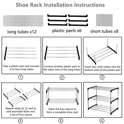 3-Tier Stackable Shoe Rack - Compact Space Saving Storage Organizer (Black)